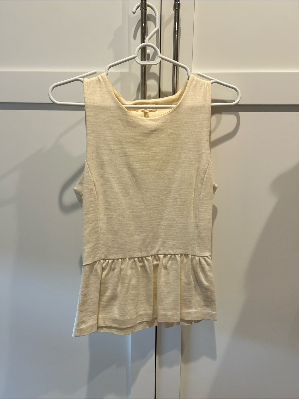 Madewell - Women’s Cream Peplum Tank Top - Modern Sleeveless Tee